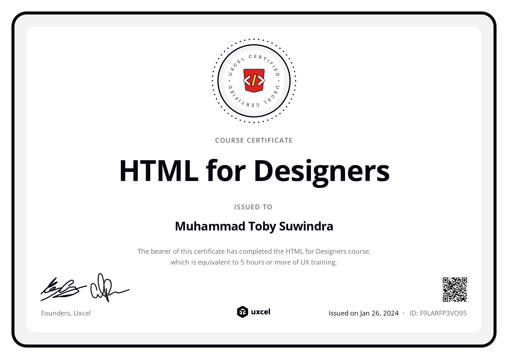 Muhammad Toby Suwindra's certificate